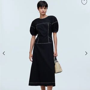 Puff sleeve drop waist midi dress Madewell size 2